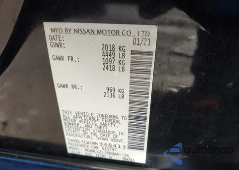 2021 Nissan Altima Sr Intelligent Awd из США, поврежденный, VIN 1N4BL4CW1MN348413